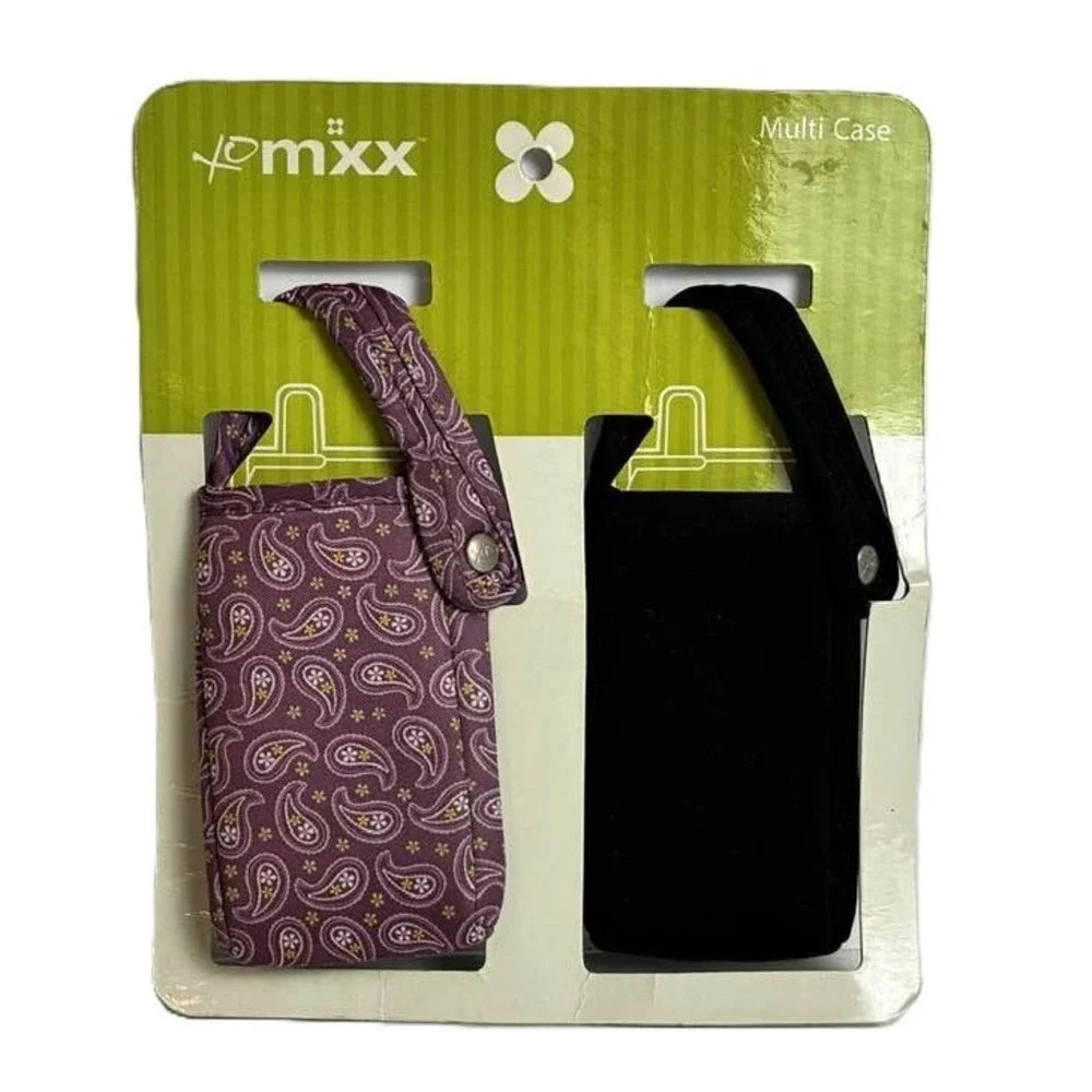 Mixx Mini Case Set 2‎ Pouches Black Paisley Clip Phone iPod Holder Target